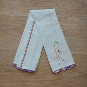 Vintage Cannon Embroidered Linen Tea Towel Anthropomorphic Dancing Carrot 16x31